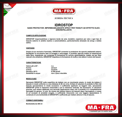 MAFRA - IDROSTOP SPRAY IDROREPELLENTE IMPERMEABILIZZANTE PER TESSUTI 300 ML