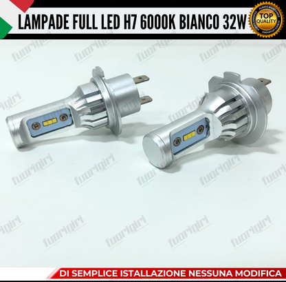 KIT LED H7 32W 8000 LUMEN 6000K BIANCO CANBUS LAMPADE LED CANBUS ULTRA COMPATTE