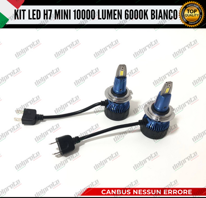 KIT FULL LED LAMPADE LED H7 MINI NO ERROR 6000K BIANCO 10000 LUMEN LM CANBUS