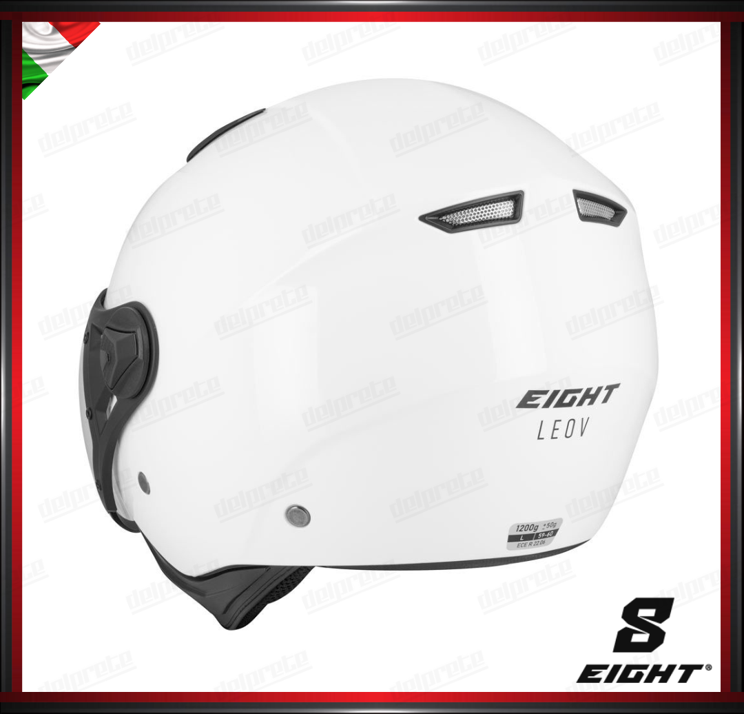 CASCO JET - EIGHT LEOV S779 VISIERA AVIATORE - BIANCO LUCIDO