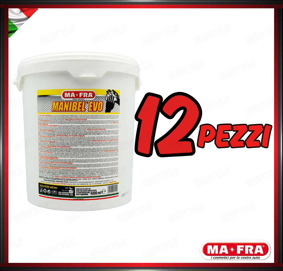 MAFRA - MANIBEL EVO 4KG PASTA LAVAMANI ALLA GLICERINA CON ABRASIVO PER MECCANICI