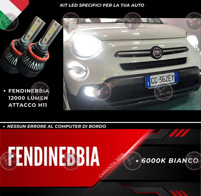 KIT FULL LED FIAT 500X FENDINEBBIA H11 BIANCO 6000K 12000 LUMEN BIANCO CANBUS