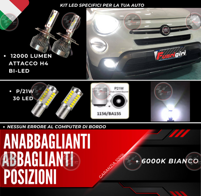 KIT FARI FULL LED FIAT 500X ANABBAGLIANTI ABBAGLIANTI E LUCI POSIZIONE 12000LM (pre-2017)