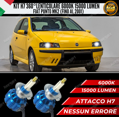 KIT FULL LED H7 360° GRADI PER LENTICOLARI FIAT PUNTO MK2 15000L CANBUS NO ERRORE (fino al 2001)