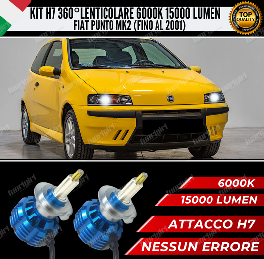 KIT FULL LED H7 360° GRADI PER LENTICOLARI FIAT PUNTO MK2 15000L CANBUS NO ERRORE (fino al 2001)