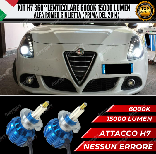 KIT FULL LED H7 360° GRADI PER LENTICOLARI ALFA ROMEO GIULIETTA ANABBAGLIANTI CANBUS NO ERRORE (PRE-2014)