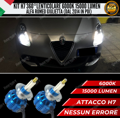 KIT FULL LED H7 360° GRADI PER LENTICOLARI ALFA ROMEO GIULIETTA ANABBAGLIANTI CANBUS NO ERRORE (POST-2014)