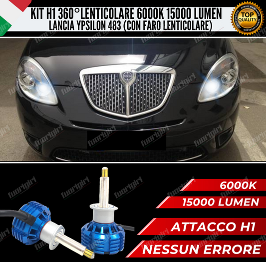 KIT FULL LED H1 360° GRADI PER LENTICOLARI LANCIA YPSILON CANBUS 100% NO ERRORE (faro lenticolare)