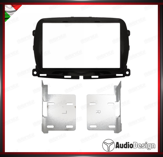 MASCHERINA 2DIN KIT MONTAGGIO AUTORADIO FIAT 500 2016> NERO - AUDIODESIGN