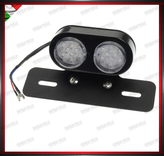 STOP POSTERIORE MOTO LED ROSSO FANALE OMOLOGATO E11 CON PORTATARGA UNIVERSALE