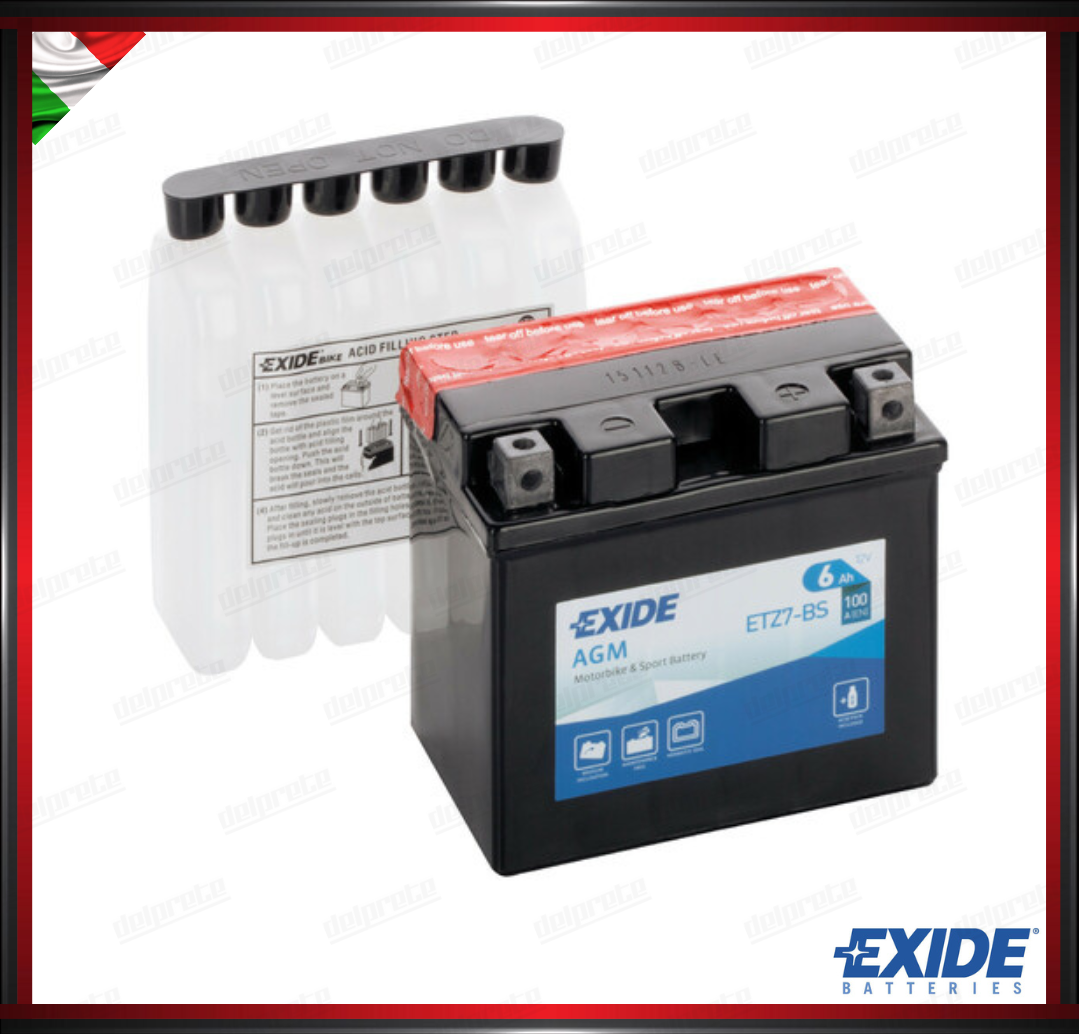 ETZ7-BS BATTERA EXIDE BIKE 12V AGM - 6 Ah - 100 A MISURA 115X70X105