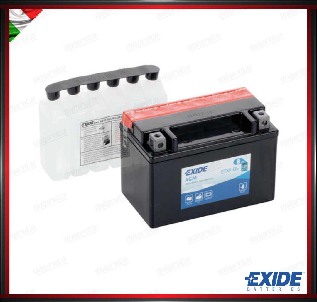 EXETX9-BS BATTERA EXIDE BIKE 12V AGM - 8 Ah - 125 A - MISURA 150x90x105 mm