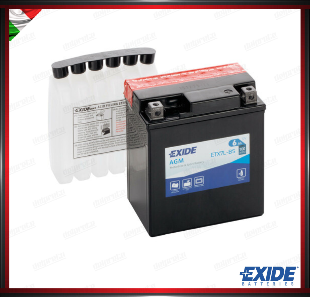 EXETX7L-BS  BATTERA EXIDE BIKE 12V AGM - 6 Ah - 100 A - MISURA 115x70x130 mm