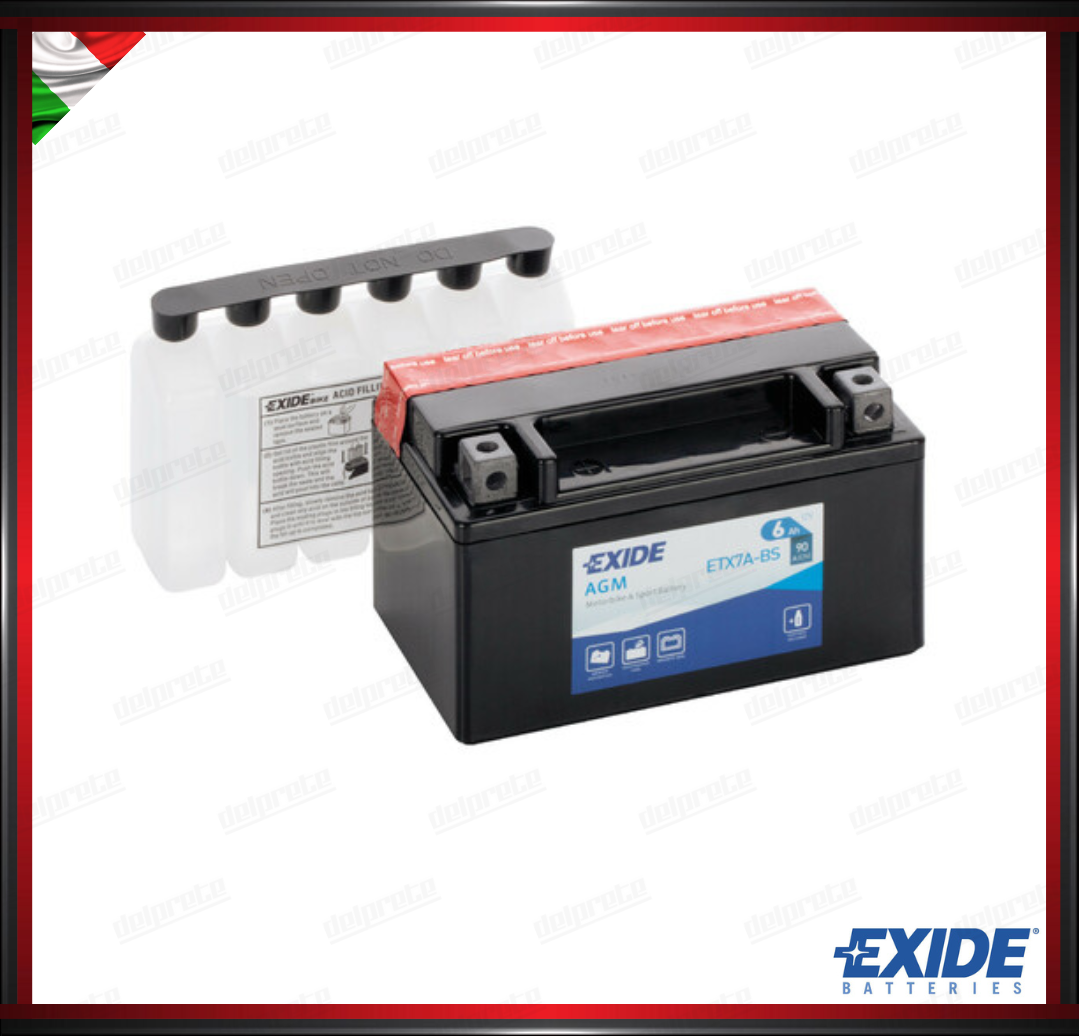 EXETX7A-BS BATTERA EXIDE BIKE 12V AGM - 6 Ah - 90 A - MISURA 150x90x95 mm