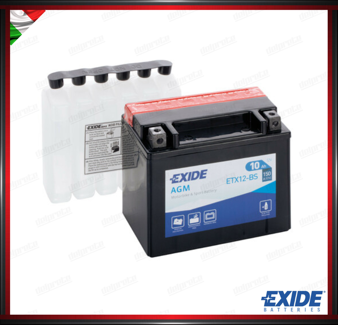 EXETX12-BS  BATTERA EXIDE BIKE 12V AGM - 10 Ah - 150 A - MISURA 150x90x130 mm