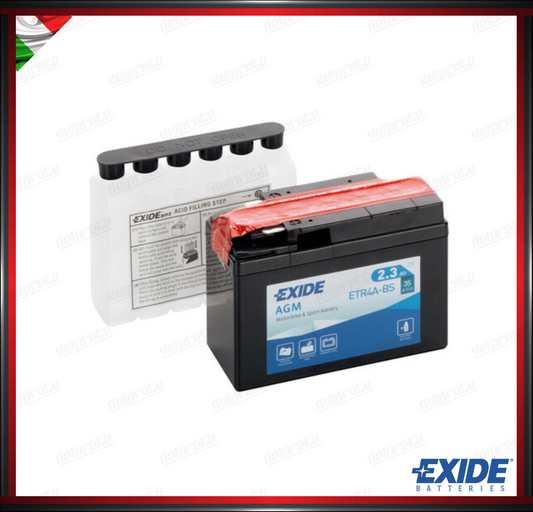 EXETR4A-BS BATTERA EXIDE BIKE 12V AGM - 2,3Ah - 35 A - MISURA 115x50x85 mm