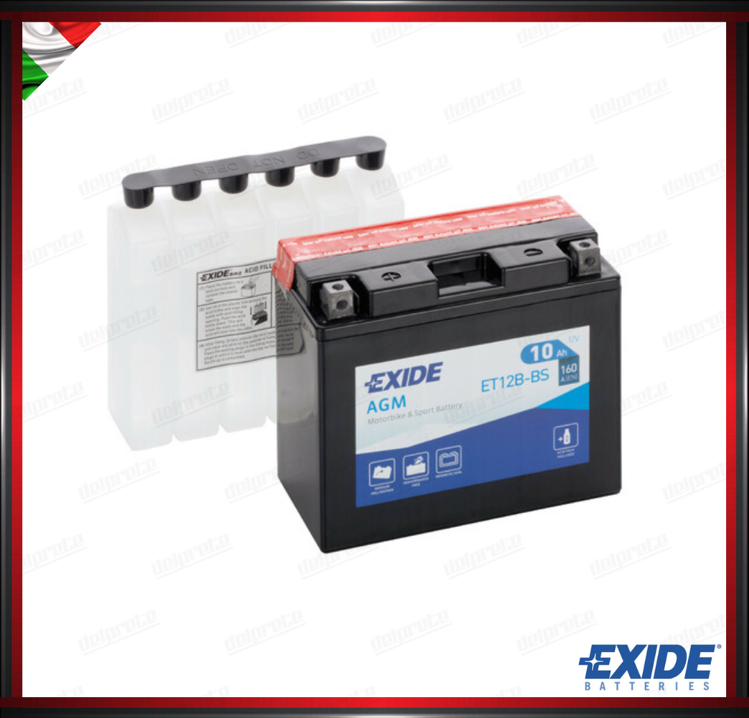 EXET12B-BS BATTERA EXIDE BIKE 12V AGM - 10 Ah -160 A - MISURA 150x70x130 mm