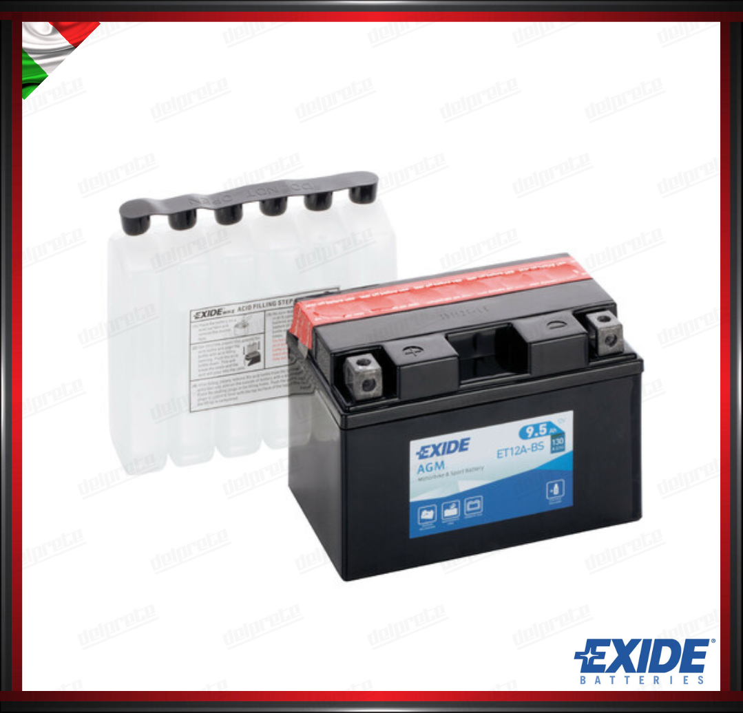 EXET12A-BS BATTERA EXIDE BIKE 12V AGM - 10 Ah -130 A - MISURA 150x90x105 mm