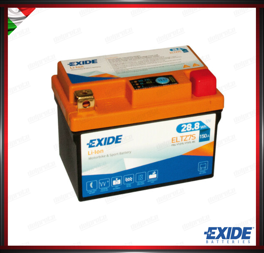 EXELTZ7S BATTERIA 12V - EXIDE BIKE LI-ION LIFEPO4 - 28,8 Wh - 150 A -  IONI DI LITIO 113x70x85 mm