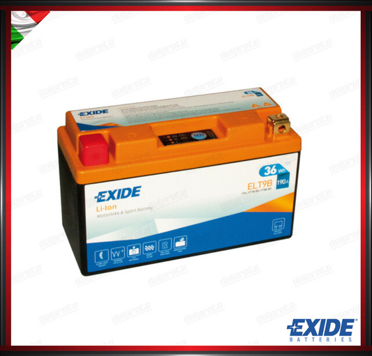 EXELT9B BATTERIA 12V - EXIDE BIKE LI-ION LIFEPO4 - 36 Wh - 190 A - IONI DI LITIO 150x65x92 mm