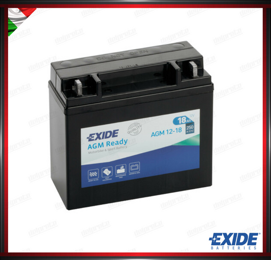 EXAGM1218 BATTERIA MOTO SCOOTER - 18 Ah - 250 A EXIDE BIKE AGM READY PRONTA ALL'USO