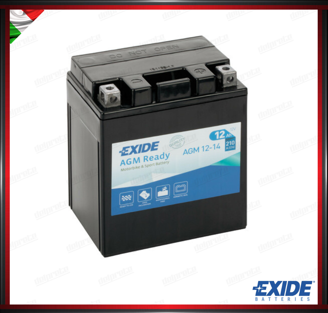 EXAGM1214 BATTERIA MOTO SCOOTER - 12 Ah - 210 A EXIDE BIKE AGM READY PRONTA ALL'USO