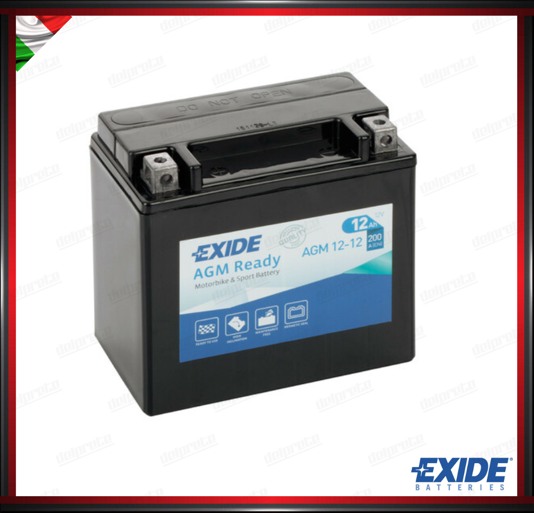 EXAGM1212 BATTERIA MOTO SCOOTER - 12 Ah - 200 A EXIDE BIKE AGM READY PRONTA ALL'USO