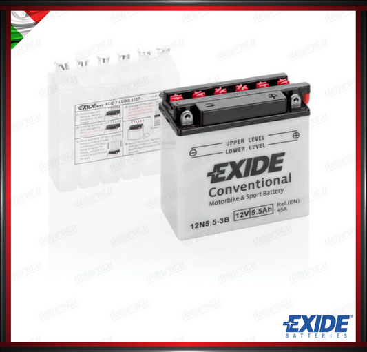 EX12N553B  BATTERIA MOTO SCOOTER - 6 Ah - 45 A EXIDE BIKE CONVENTIONAL 135x60x130 mm