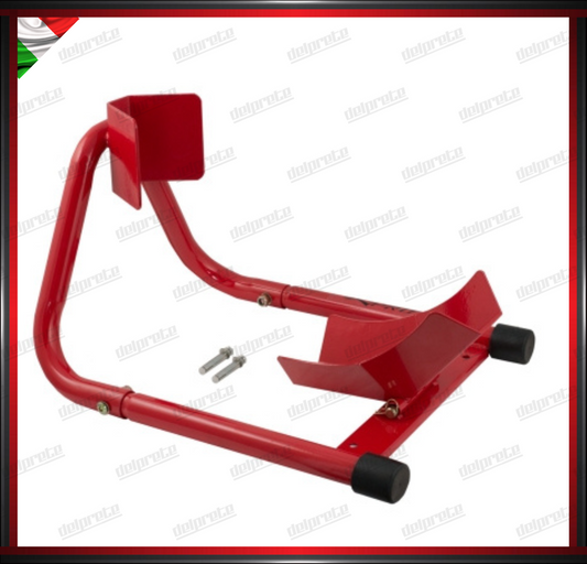 CAVALLETTO BLOCCA RUOTA MOTO SOLLEVATORE UNIVERSALE ALZA MOTO ROSSO