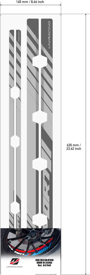 SET ADESIVI GRAFICHE CERCHI BMW R1200 GS 1250 LC ANTIGRAFFIO - GRAFICA SPORT LOGO