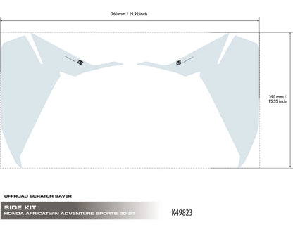 SET ADESIVI HONDA AFRICA TWIN ADVENTURE LATERALI ANTIGRAFFIO - GRAFICA TRASPARENTE