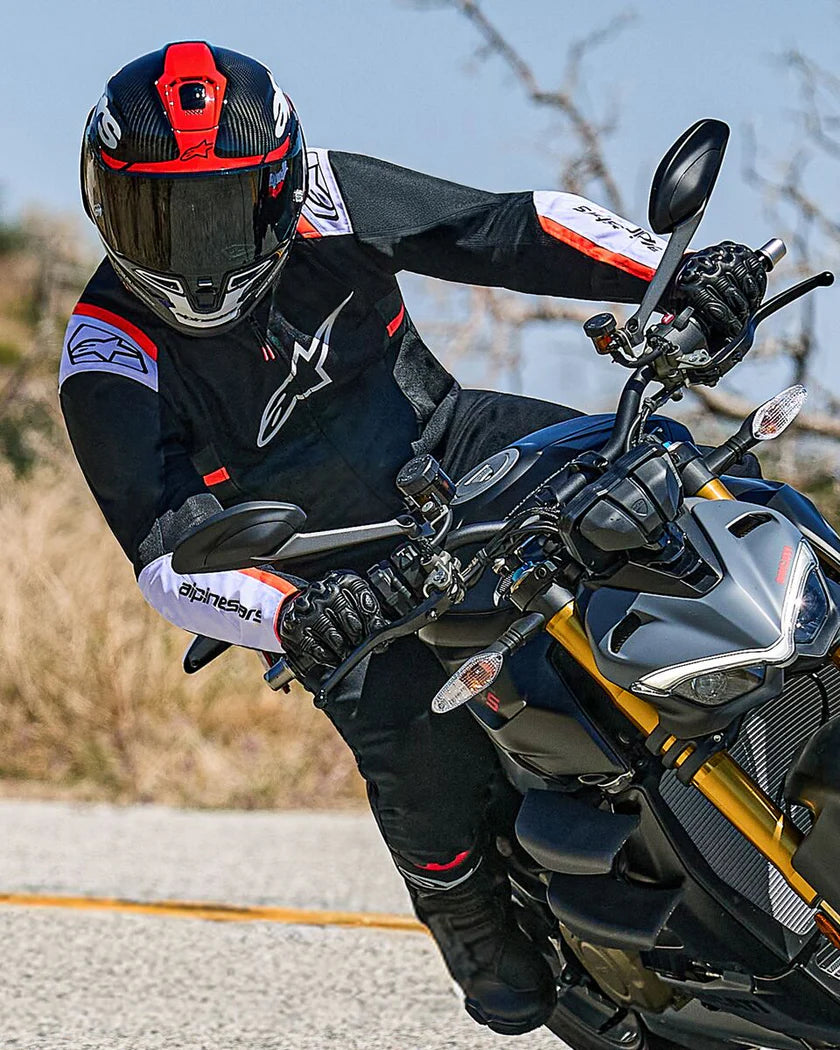 ALPINESTARS - GIACCA MOTO UOMO T-SPS AIR V2 BIANCO E NERO IN TESSUTO CON PROTEZIONI
