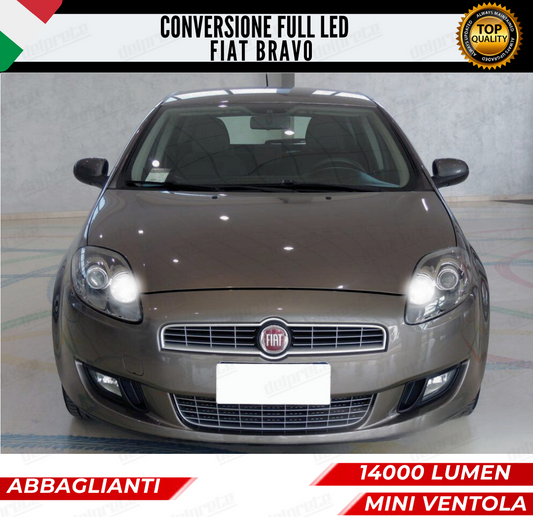 CONVERSIONE ABBAGLIANTI FULL LED FIAT BRAVO MK2 14000 LUMEN 6000K BIANCO CANBUS NOERROR