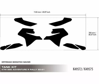 SET ADESIVI KMT 790 / 890 ADVENTURE R PROTEZIONI ANTIGRAFFIO - GRAFICA NERO