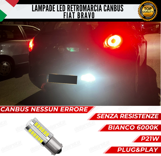 LAMPADA RETROMARCIA LED FIAT BRAVO 33 LED  BA15S P21W CANBUS NO ERRORE