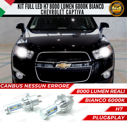 KIT FULL LED CHEVROLET CAPTIVA H7 ANABBAGLIANTI 6000K BIANCO 8000 LUMEN CANBUS