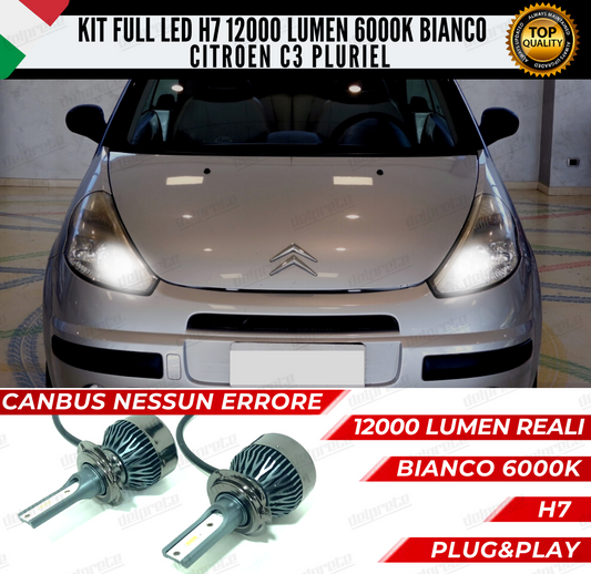 KIT FULL LED CITROEN C3 PLURIEL H7 ANABBAGLIANTI 6000K BIANCO 12000 LUMEN CANBUS