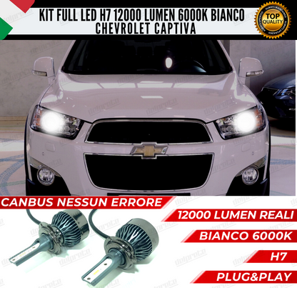 KIT FULL LED CHEVROLET CAPTIVA H7 ANABBAGLIANTI 6000K BIANCO 12000 LUMEN CANBUS