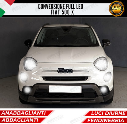 CONVERSIONE FULL LED FIAT 500X ANABBAGLIANTI ABBAGLIANTI FENDINEBBIA DIURNE 6000K CANBUS