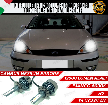 KIT FULL LED FORD FOCUS MK1 ANABBAGLIANTI 6000K BIANCO 12000 LUMEN CANBUS (dal 10/2001)