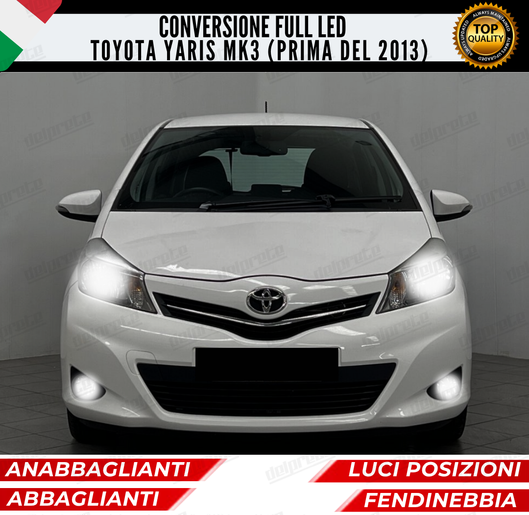 CONVERSIONE FULL LED TOYOTA YARIS MK3 (PRE2013) ANABBAGLIANTI ABBAGLIANTI FENDINEBBIA DIURNE 6000K CANBUS