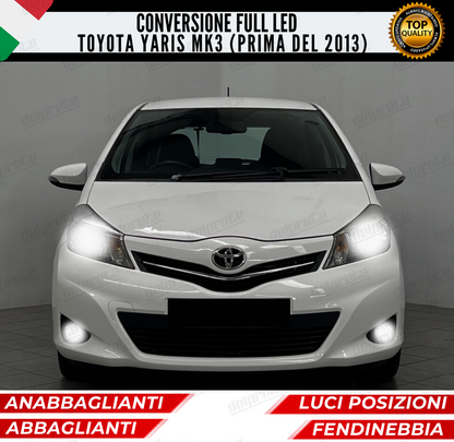 CONVERSIONE FULL LED TOYOTA YARIS MK3 (PRE2013) ANABBAGLIANTI ABBAGLIANTI FENDINEBBIA DIURNE 6000K CANBUS