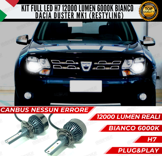 KIT FULL LED DACIA DUSTER I H7 ANABBAGLIANTI 6000K BIANCO 12000 LUMEN CANBUS (restyling)