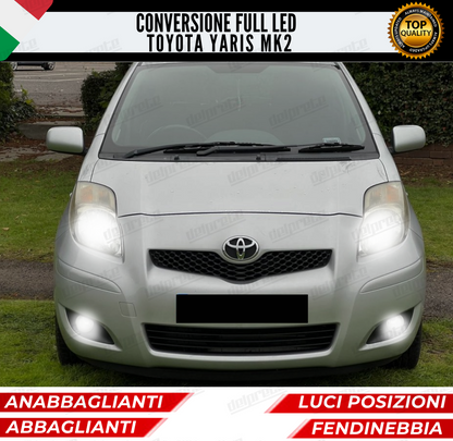 CONVERSIONE FULL LED TOYOTA YARIS II MK2 ANABBAGLIANTI ABBAGLIANTI FENDINEBBIA DIURNE 6000K CANBUS