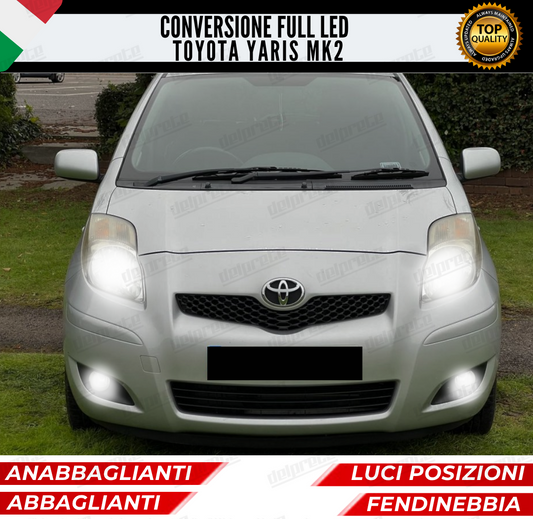CONVERSIONE FULL LED TOYOTA YARIS II MK2 ANABBAGLIANTI ABBAGLIANTI FENDINEBBIA DIURNE 6000K CANBUS