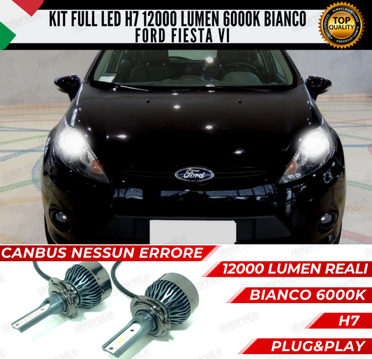 KIT FULL LED FORD FIESTA VI MK6 ANABBAGLIANTI 6000K BIANCO 12000 LUMEN CANBUS