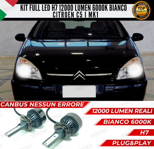 KIT FULL LED CITROEN C5 I MK1 H7 ANABBAGLIANTI 6000K BIANCO 12000 LUMEN CANBUS (pre-restyling)