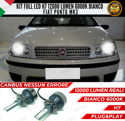 KIT FULL LED FIAT PUNTO III MK3 H7 ANABBAGLIANTI 6000K BIANCO 12000 LUMEN CANBUS