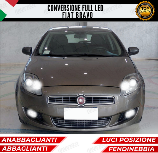 CONVERSIONE FARI FULL LED FIAT BRAVO MK2 15000 LUMEN 6000K BIANCO CANBUS NOERROR