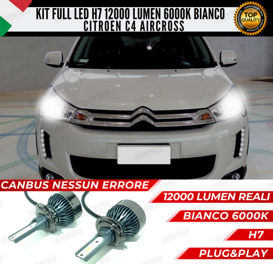 KIT FULL LED CITROEN C4 AIRCROSS H7 ANABBAGLIANTI 6000K BIANCO 12000 LUMEN CANBUS